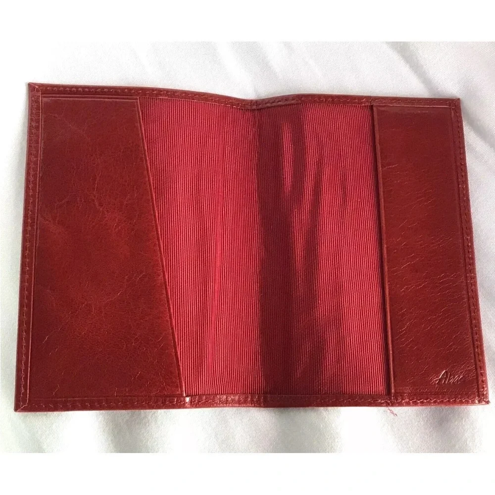 Abas Leather Passport ID Holder Wallet Lined Bifold Made In USA